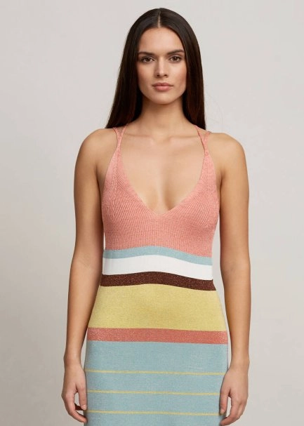 Cross Back Striped Midi Knit Dress - 7