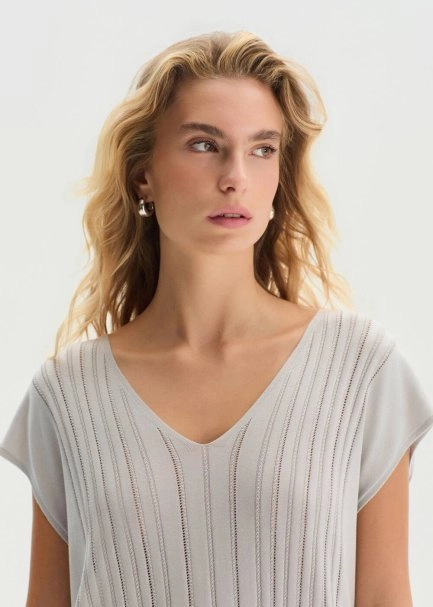 CRYSTAL SILK BLEND KNIT TOP - 4