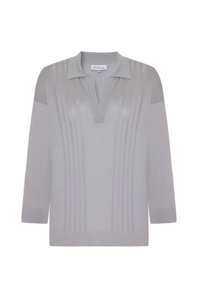 CRYSTAL SILK BLEND POLO NECK SWEATER - 6