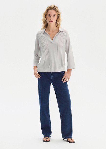 CRYSTAL SILK BLEND POLO NECK SWEATER - 1