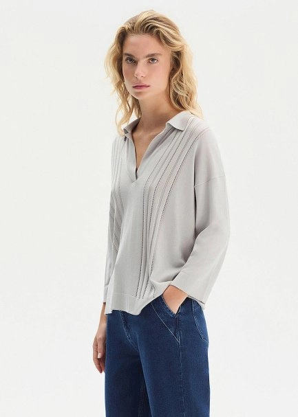 CRYSTAL SILK BLEND POLO NECK SWEATER - 2