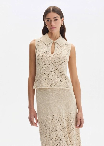 Damla Yaka Bej Triko Üst - 3