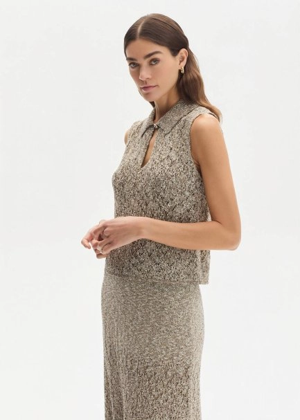 Damla Yaka Kahve Triko Üst - 4