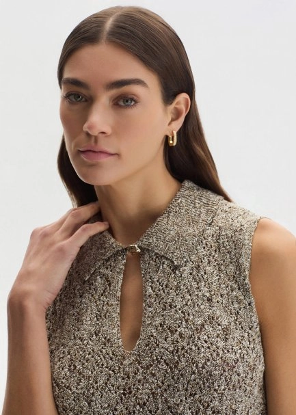 Damla Yaka Kahve Triko Üst - 3