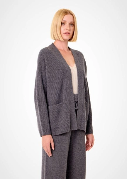 DARK GREY CASHMERE KNIT CARDIGAN - 3