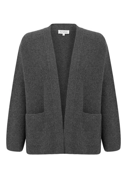 DARK GREY CASHMERE KNIT CARDIGAN - 6