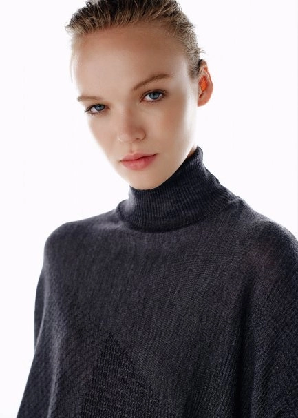 DARK GREY MERINO WOOL BLEND KNIT TUNIC - 3