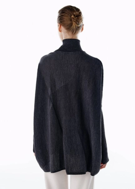 DARK GREY MERINO WOOL BLEND KNIT TUNIC - 5