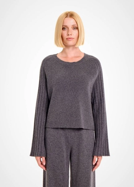 DARK GREY OVERSIZE CASHMERE SWEATER - 1