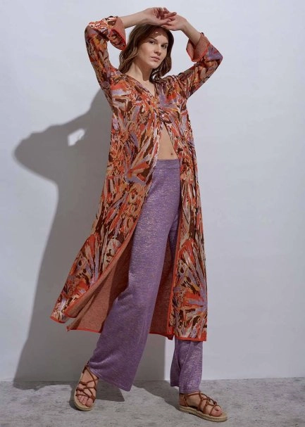 Deep Slit Detailed Jacquard Patterned Knit Tunic - 6