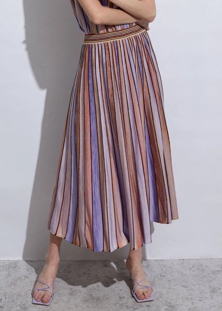 Degrade Desenli Lila Triko Etek - 1