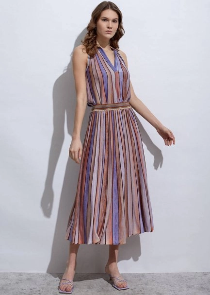 Degrade Desenli Lila Triko Etek - 2