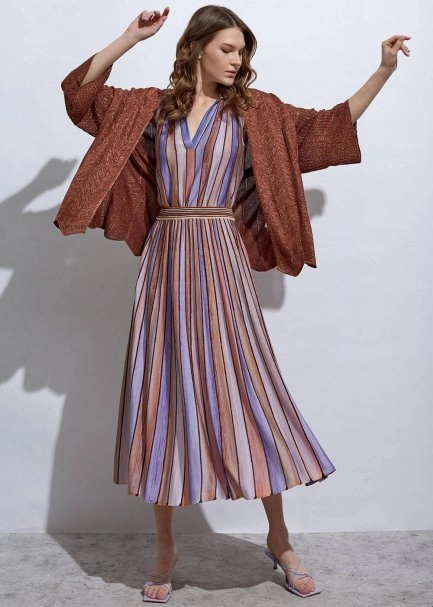 Degrade Desenli Lila Triko Etek - 5