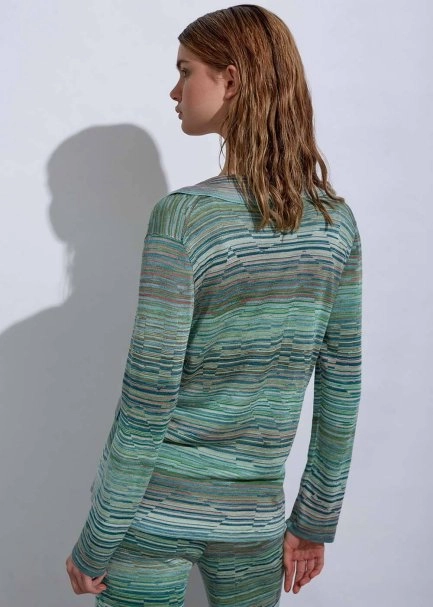 Degrade Desenli Yeşil Triko Ceket - 7