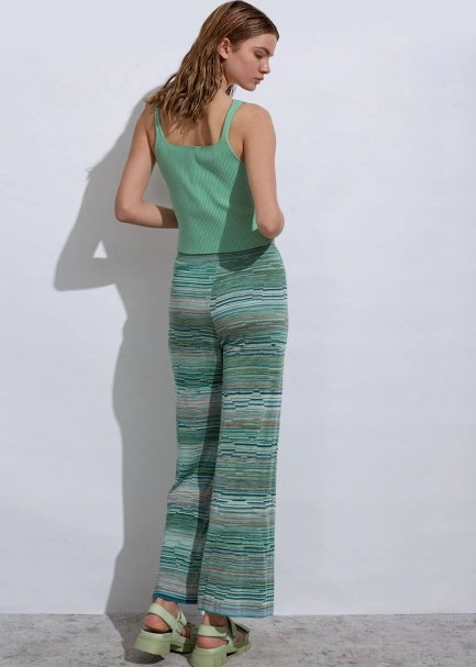 Degrade Desenli Yeşil Triko Pantolon - 7