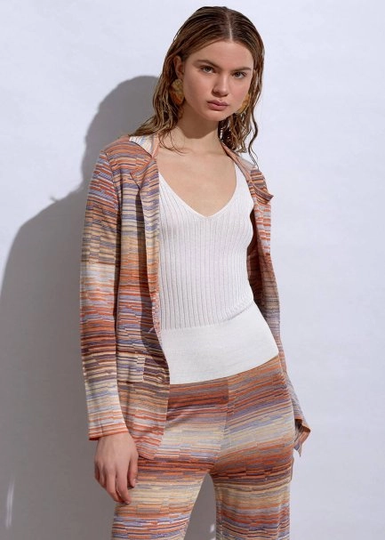 Degrade Patterned Lilac Knıt Jacket - 2