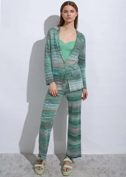 Degrade Patterned Verdigris Knıt Jacket - 1