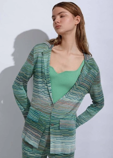 Degrade Patterned Verdigris Knıt Jacket - 3