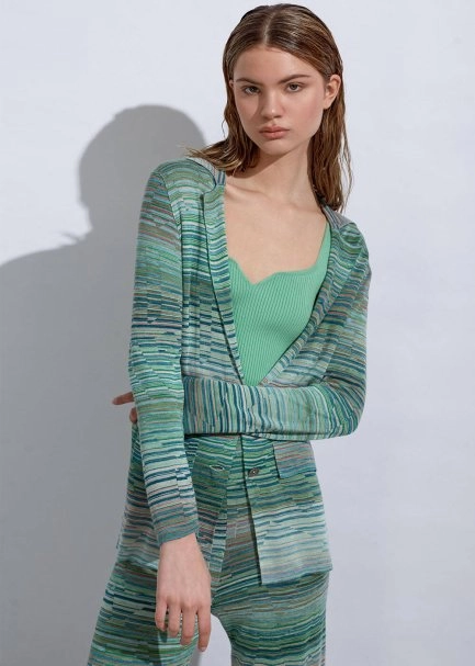 Degrade Patterned Verdigris Knıt Jacket - 4