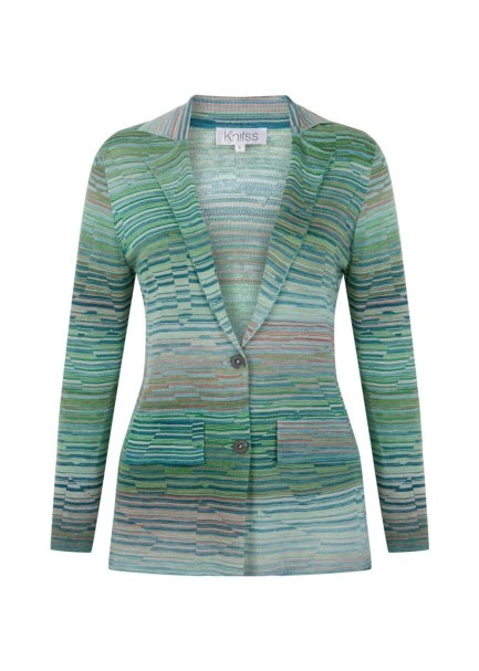 Degrade Patterned Verdigris Knıt Jacket - 8