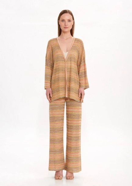 Degrade Renk Geçişli Hardal Triko Hırka - 1