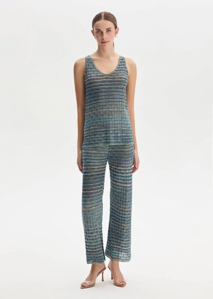 Degrade Renk Geçişli Mavi Triko Pantolon - 1