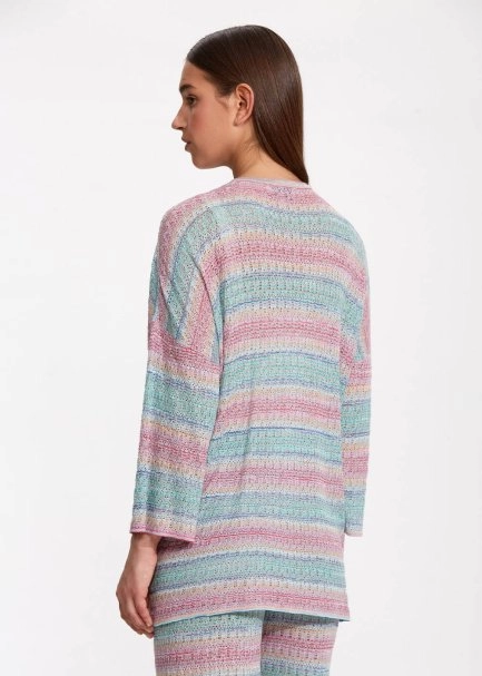 Degrade Renk Geçişli Turkuaz Triko Hırka - 5