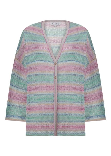 Degrade Renk Geçişli Turkuaz Triko Hırka - 6