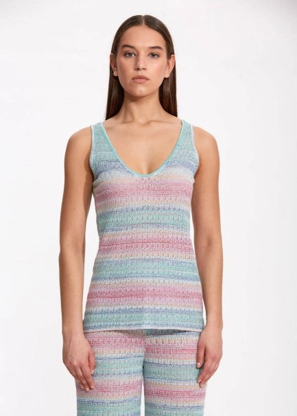 Degrade Renk Geçişli Turkuaz Triko Üst - 1