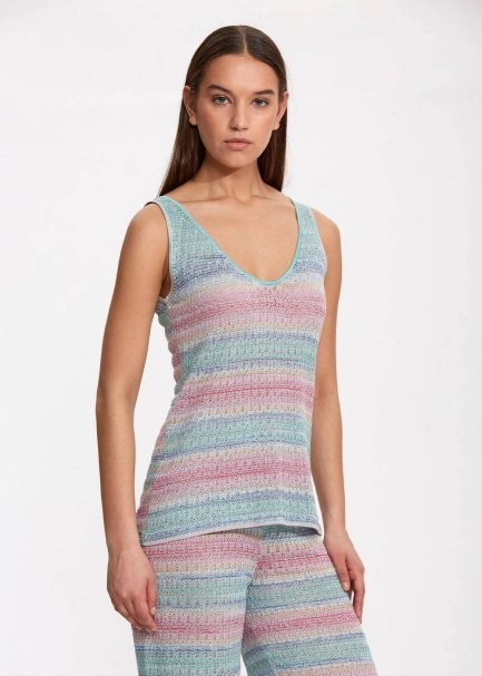 Degrade Renk Geçişli Turkuaz Triko Üst - 3