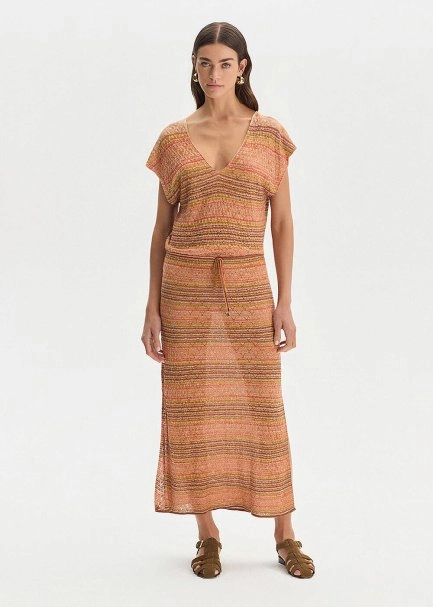 DEGRADE STRIPE BOHEMIAN KNIT DRESS - 1