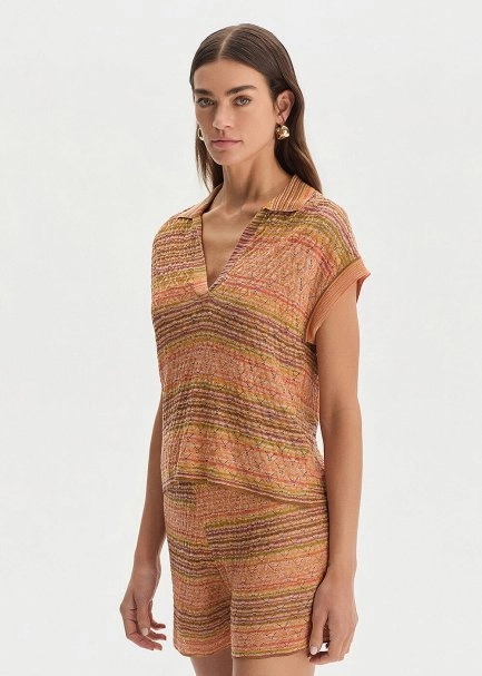 DEGRADE STRIPE BOHEMIAN KNIT SHORTS - 3