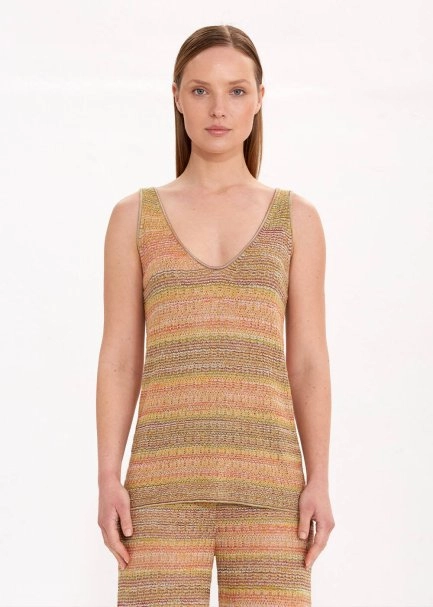 DEGRADE STRIPE BOHEMIAN KNIT TOP - 1