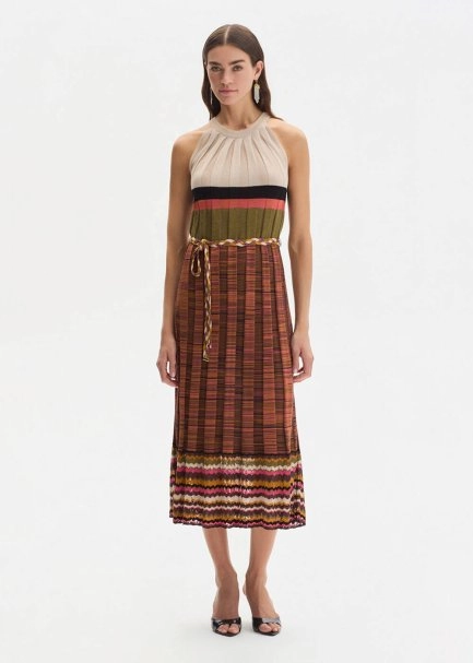 DEGRADE STRIPE HALTER NECK KNIT DRESS - 4
