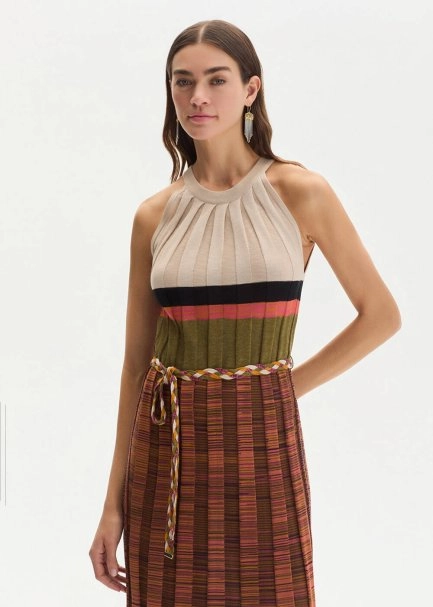 DEGRADE STRIPE HALTER NECK KNIT DRESS - 2