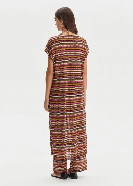 DEGRADE STRIPE HALTER NECK KNIT VEST - 5
