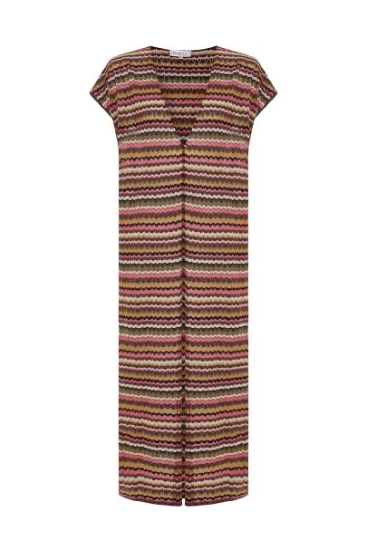 DEGRADE STRIPE HALTER NECK KNIT VEST - 6