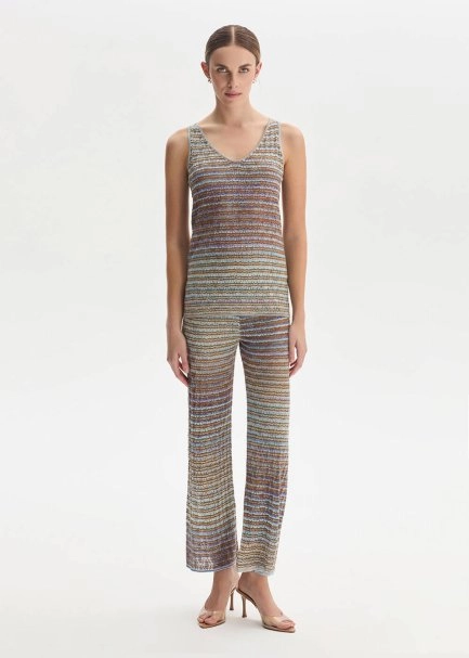 DEGRADE STRIPE SOFT CANDY KNIT PANTS - 1