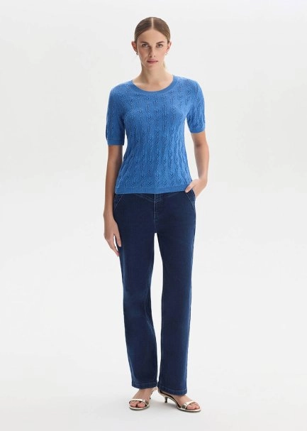 DENIM ORGANIC COTTON KNIT TOP - 1