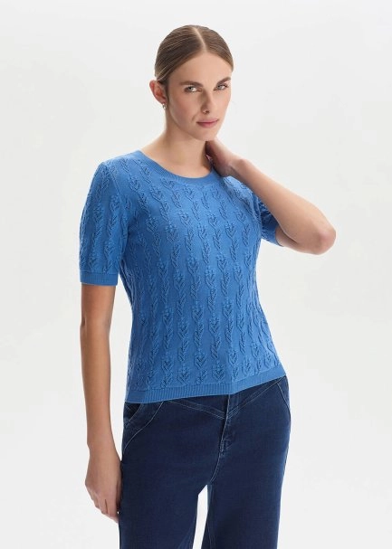 DENIM ORGANIC COTTON KNIT TOP - 2