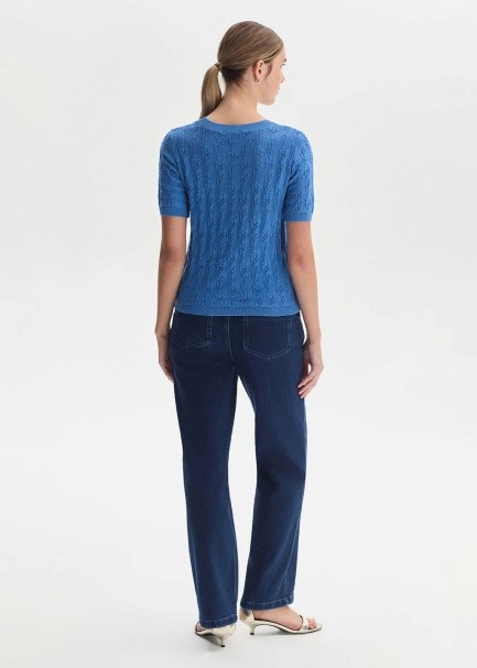 DENIM ORGANIC COTTON KNIT TOP - 5