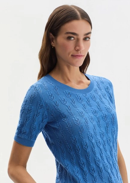 DENIM ORGANIC COTTON KNIT TOP - 3