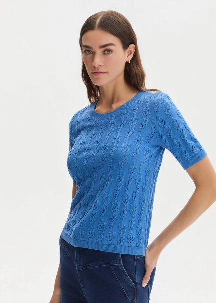 DENIM ORGANIC COTTON KNIT TOP - 4