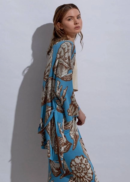 Deniz Kabuğu Desenli Triko Kimono - 4