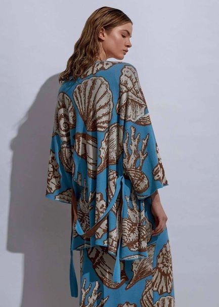 Deniz Kabuğu Desenli Triko Kimono - 7