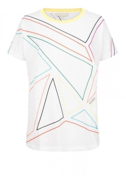 Desenli Beyaz Pamuk T-Shirt - 6