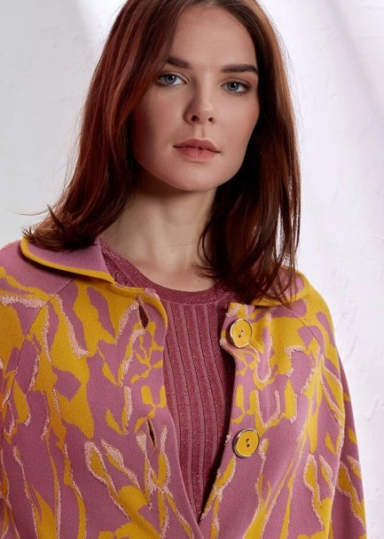 Desenli Çan Kollu Triko Ceket - 5