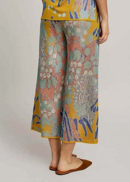 Desenli Crop Triko Pantolon - 3