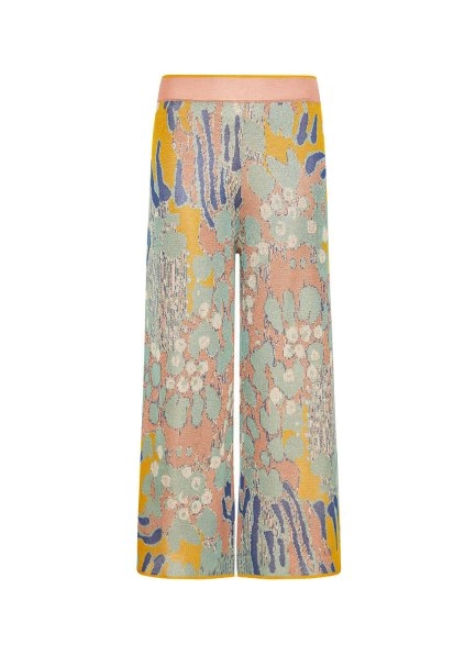 Desenli Crop Triko Pantolon - 8