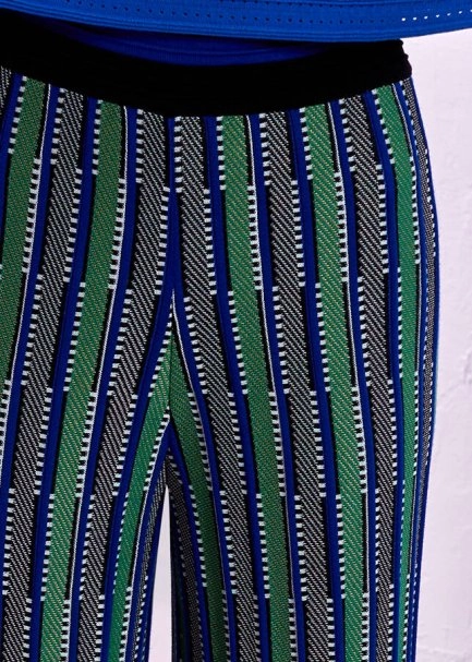 Desenli Mavi Yeşil Trıko Pantolon - 5